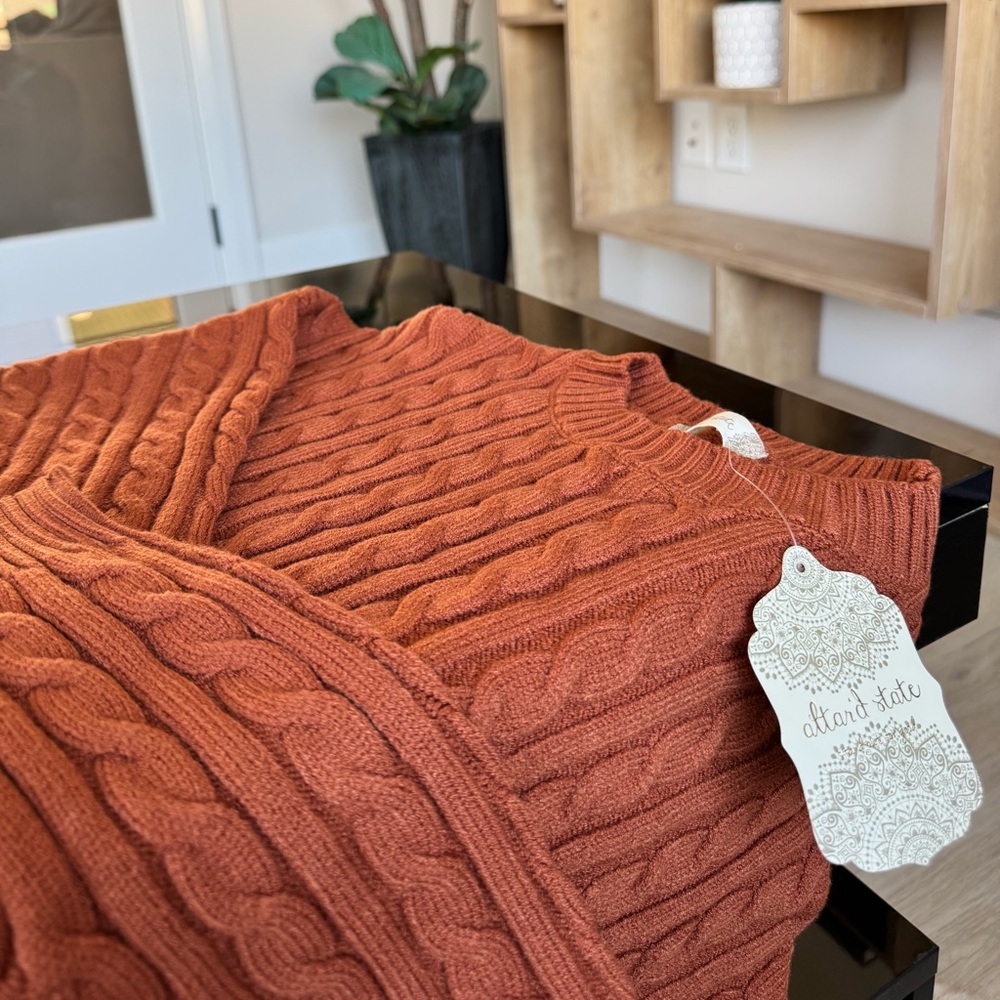 Rust Cable Knit Sweater